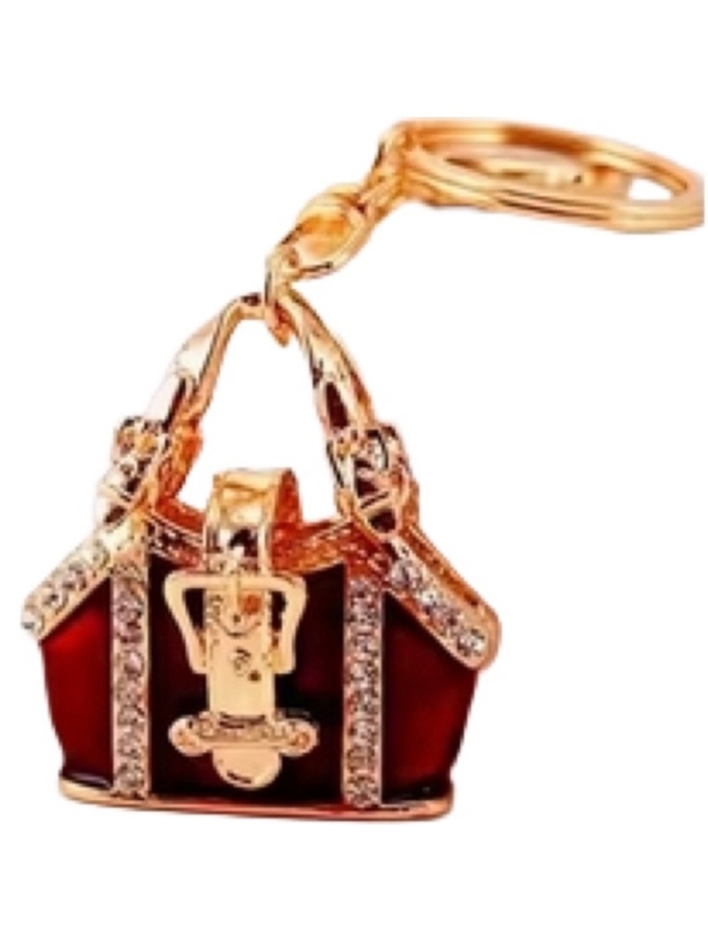 CLUTCH BAG Keychain/ Bag Charm Crystals and Candy Apple Red Enamel